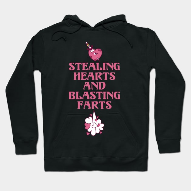 Stealing Hearts and Blasting Farts Unicorn Rainbow Magic Hoodie by deificusArt